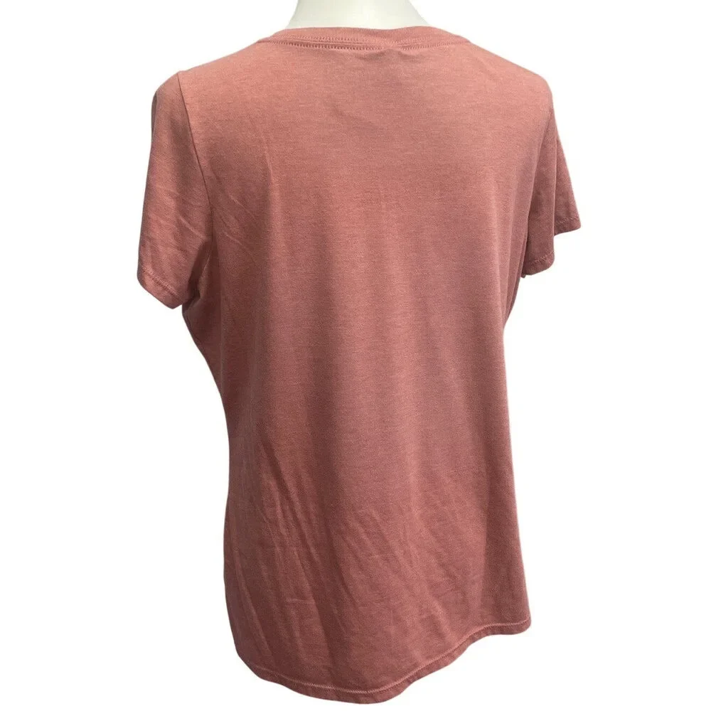 Hand Printed Upcycled Womens XXL Vintage Book Page Flower PolyCotton V-Neck Tee - Picture 3 of 4